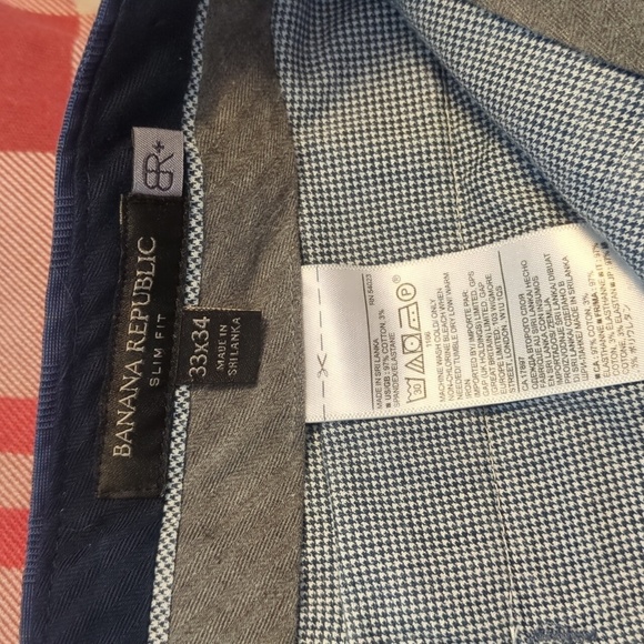 Banana Republic Navy Tonal Plaid Slim Fit Dress Pants - Picture 4 of 4